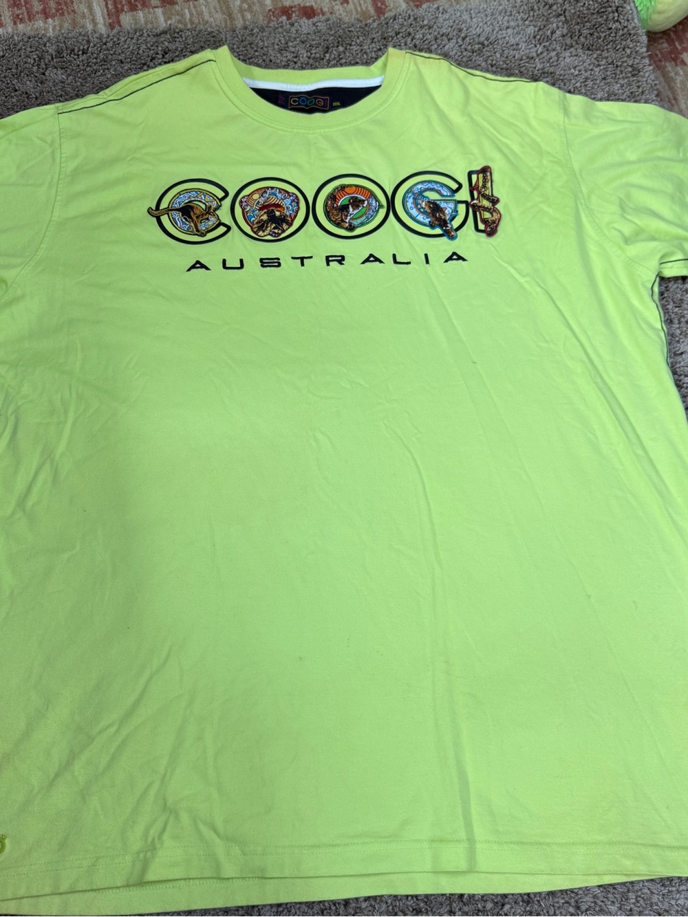 COOGI Men's Neon Lime Australia Graphic Short Sleeve Tee - Picture 2 of 7